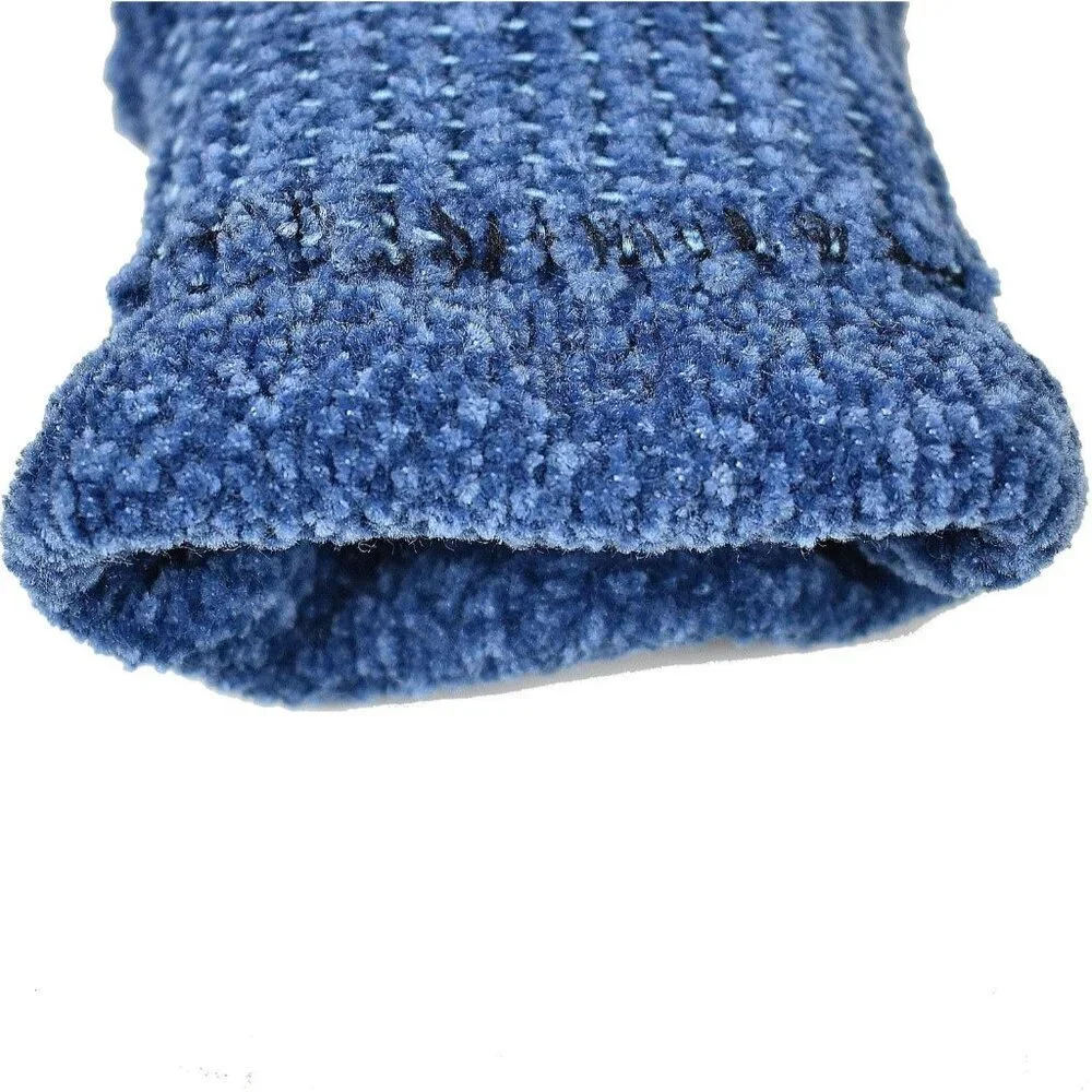 Women's Dark Denim Winter Warm Eco-friendly Chenille Touchscreen Texting Gloves